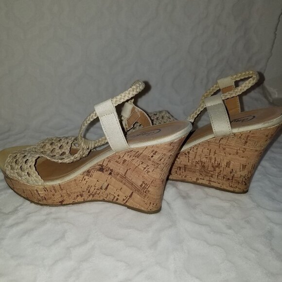 Candie's tan wedge platform cork sandal sz10 - Picture 3 of 7